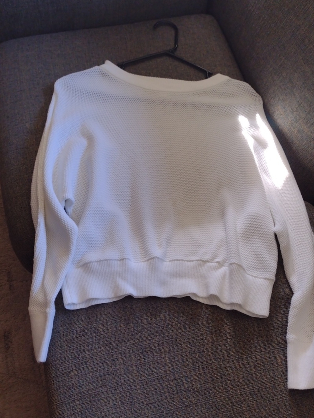 Prologue White Textured Crewneck Sweater